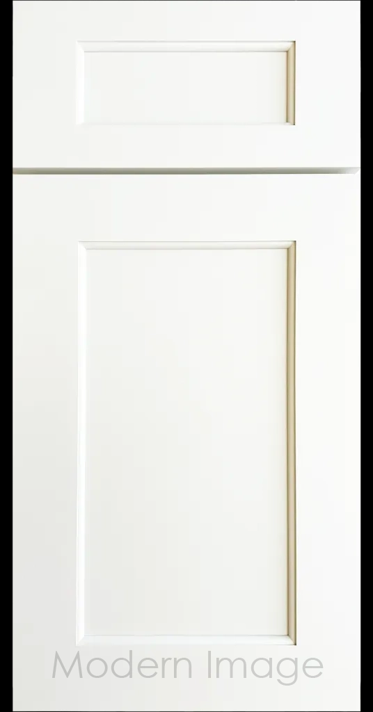Carlsbad II Shaker kitchen cabinets with distinct line detailing in Vanilla matte.